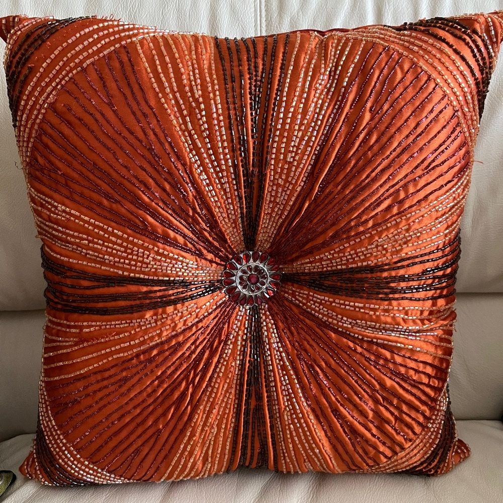 Pier 1 Beaded Satin Boho Throw Pillows 13" - only 1 is available now